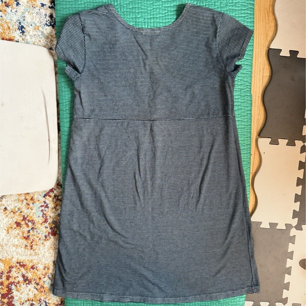 Vintage 2002 Fresh Produce Beach Navy Striped Short Sleeve Cotton Dress M Y2K - Picture 2 of 14
